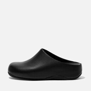 FitFlop Womens Black SHUV Leather Clogs US9 NIB